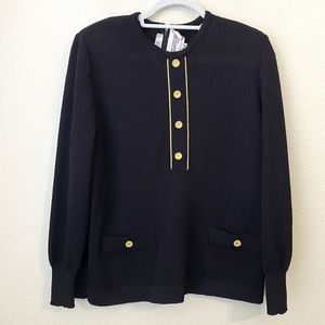 Vintage L Magnin Castleberry Top Womens Size 18 Black Gold